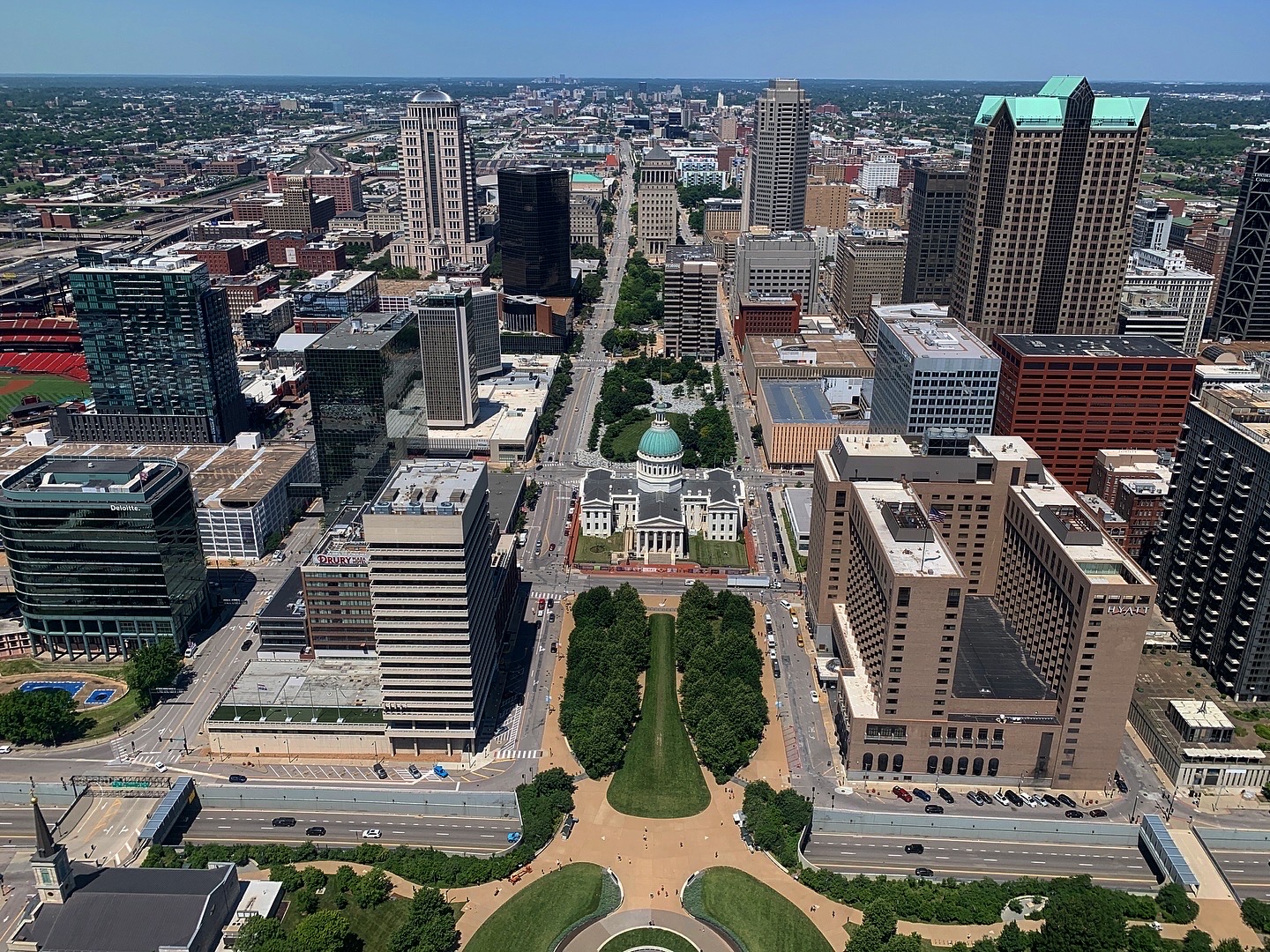 Looking east from the observation deck of the St. Louis Arch (Photo by Mark Stachiew)