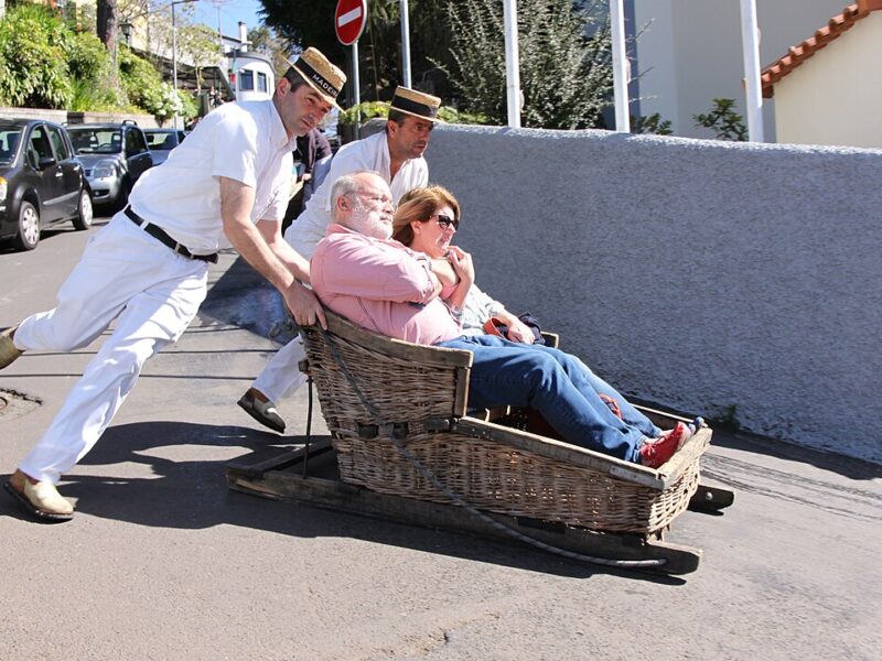 The sleds of Monte are one of Madeira's most popular tourist attractions. (Photo by muffinn via Wikimedia Commons)